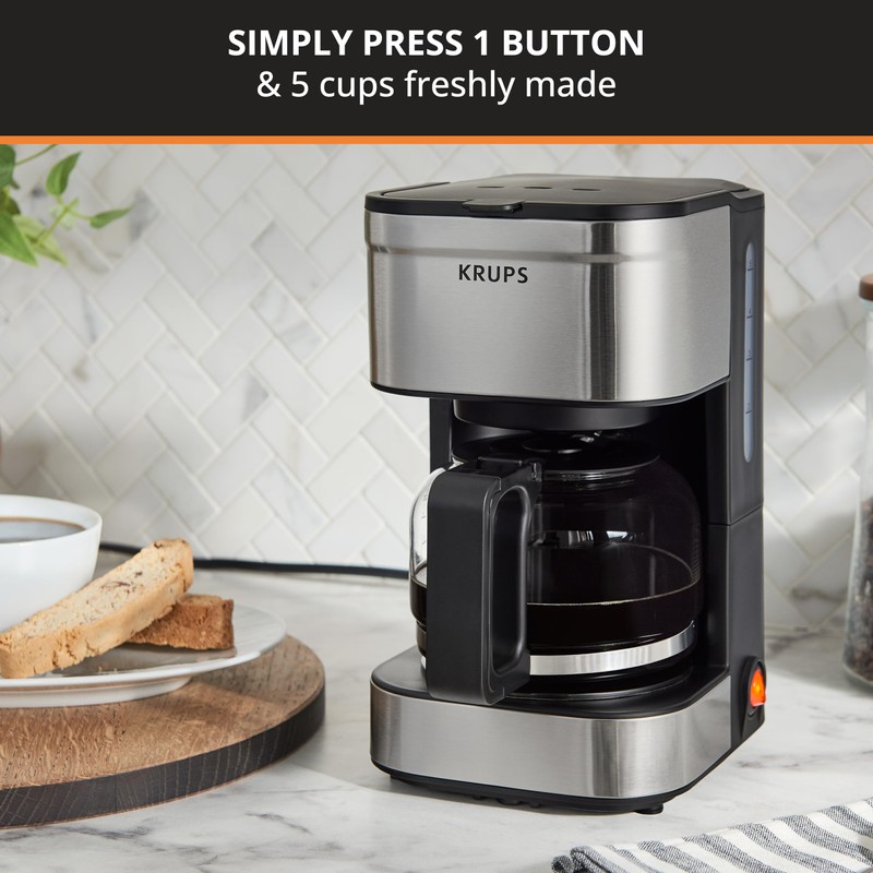 KRUPS Simply Brew Compact 5 Cup Coffee Maker: Stainless Steel