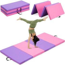 Oneofics Gymnastics Mat, 3'x6'x2'' Thick 4-Panel Folding Kids' Gymnastic Tumbling Mat for Home Gym Exercise & Play