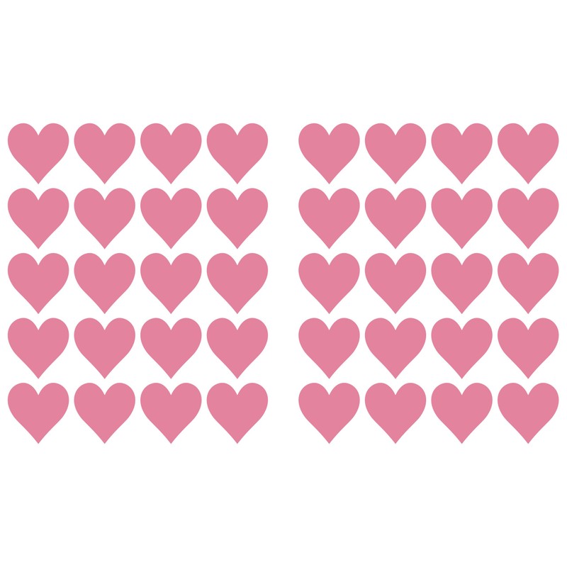 40 Rubber Hearts, 40 mm, Pink, Made from PVC Film,