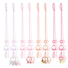 Toy Straps for Baby, 6pcs Adjustable Toy Holder for Stroller Accessories, Silicone Baby Tether Pacifier Clip, No Throw Baby Travel Essential Leash for High Chair, Car Seat, Baby Toy Clips,Cribs