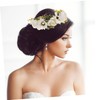 Ipetboom 1PC White Simulation Flower Wreath Bridal Headband Lightweight Hair