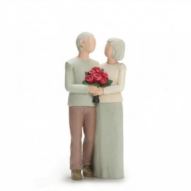 HQAYHSZD Elderly Couple Resin Figurine Ornament, Romantic Aging Together Statue Decoration, Love Forever Sculpture Gift for Grandparents Wedding Anniversary Golden & Silver Wedding Anniversary