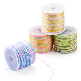 KISSITTY 216 Yards 0.8mm Gradient Color Nylon Braided String Threads Beading Chinese Knot Making Craft Cords for Friendship Bracelets Jewelry Making Hair Cloth Decorations