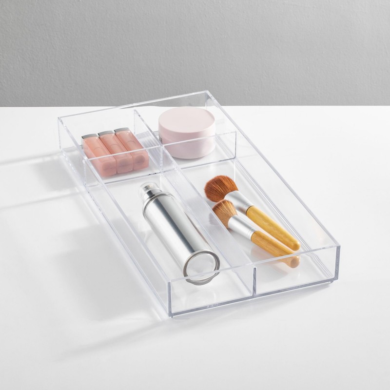 iDesign 4-Section Stackable Makeup Drawer Organizer for Cosmetics and Toiletries