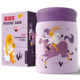 Bentoheaven Kids Food Jar (10oz) - Vacuum Insulated Food Container - Premium Double Wall Stainless Steel - Easy to Open - Keeps Soup & Food Hot/Cold - Lunch Box Thermos for Hot Food Kids (Mauve)
