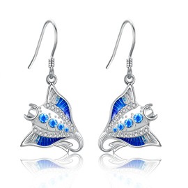 YFN Ocean Animal Earrings Sterling Silver Jellyfish Starfish Seahorse Dangle Drop Earrings for Women Girls Ocean Jewelry Gifts, Sterling Silver, Cubic Zirconia