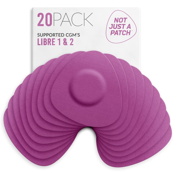 Not Just A Patch Freestyle Libre 2 Sensor Covers (20 Pack) CGM Sensor Patches for Freestyle Libre 2 - Water Resistant & Durable for 10-14 Days - Pre-Cut in Purple