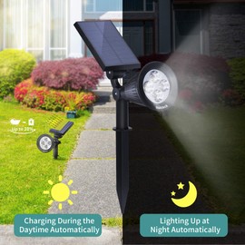Nekteck Solar Lights, 2-in-1 Solar Spot Lights Outdoor, Waterproof Solar Powered Landscape Spotlights, Bright and Dark Sensing, Auto On/Off for Yard, Pathway, Garden, Driveway (6 Pack, Warm White)