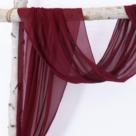 ROMANKAS Burgundy Arch Draping Fabric Chiffon Wedding Arch Drapes 2 Panels 6 Yards Wine Red Sheer Curtains for Wedding 18FT Ceiling Drapery Sheer Scarf Curtains Wedding Ceremony Swag Backdrop Drapes