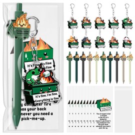 Sayglossy 50 Sets Funny Animal Dumpster Fire Gifts Set Employee Appreciation Gift for Coworker, Ballpoint Pen with Keychain Emotional Support Bookmark Bulk for Team Teacher Nurse Women Coworker