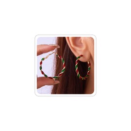 Christmas Hoop Earrings for Women Dainty Enamel Hoop Stud Earring Gold Silver Twist Hoop Christmas Earring Chunky Hoop Earrings Xmas Fashion Jewelry (B-Colorful-1.6)