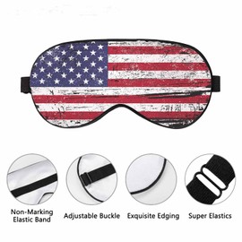 Vnwoalu Grunge American Flag Sleep Eye Mask USA Flag Men Women Sleep Mask with Adjustable Strap Eye Cover Eye Shade for Travel, Nap,Meditation