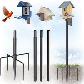 Onlyfly Bird Feeder Pole Stand – 60 Inch Height Feeding Station with 1-Inch Dia Heavy Duty for Hanging Feeders, Bird House Pole Mount Kit for Outdoor, Slip-Fit Connection, Black