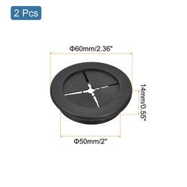 sourcing map 2 Pcs Cable Cord Grommet, 2 Inch (50mm) Desk Grommet Flexible Rubber Grommets Wire Hole Cover Pass Through for Office Computer Desk Wire Organizer, Black