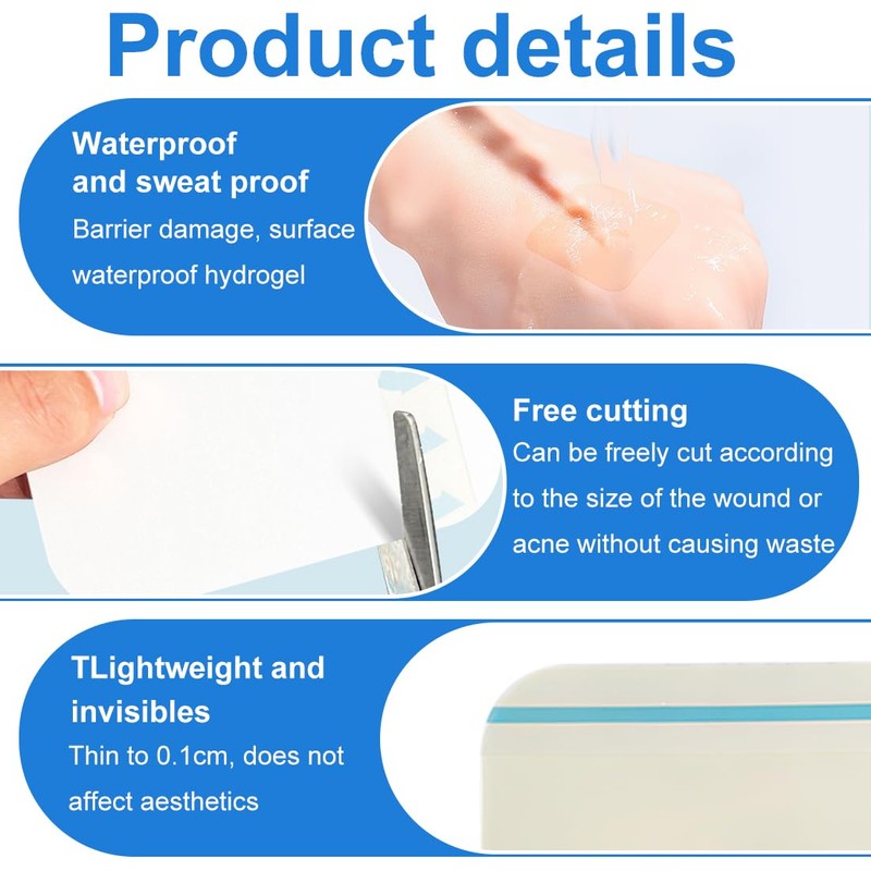 6 Stück Hydrokolloid Wundauflagen 10 x 10 cm, Extra Dünn