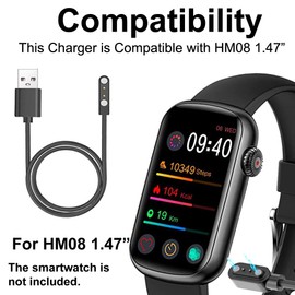 smaate smart watch Cables Compatible with FITVII and MorePro HM08 1.47” smart watch, 2-Pack