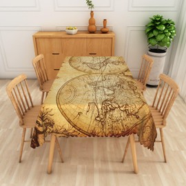 Leyiyi Retro World Map Tablecloth Vintage Globe Map Geography Rectangle Tablecloth Adventure World Awaits Party Decoration Table Covers for Dining Room Kitchen Party Camping BBQ 60x120inch