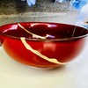Royal Red Kintsugi Bowl, Gold Repair Ceramic Pottery, Kintsugi Pottery