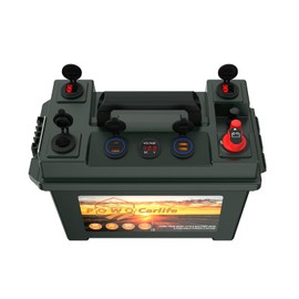 12V Battery Box for 30Ah/20Ah/10Ah LiFePO4, Waterproof 12V Marine Case with 100A Master Switch, Anderson Plug, Dual QC3.0 & PD Fast Charger, 30A Connectors for RV, Camping, Boat, Trolling Motor