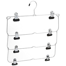 Whitmor 4-Tier Folding Skirt Hanger Chrome / Black