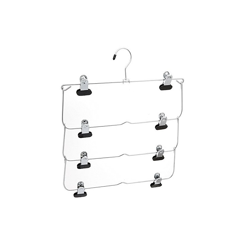Whitmor 4-Tier Folding Skirt Hanger Chrome / Black
