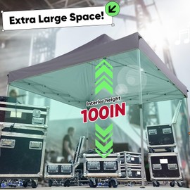 Quictent 10'x10' Heavy Duty Pop Up Canopy Tent- Easy up Outdoor Commercial Canopies, Waterproof, 11ft Interior Height, Easy Setup, Includes Sand Weight Bags and Wheeled Carry Bag - Grey