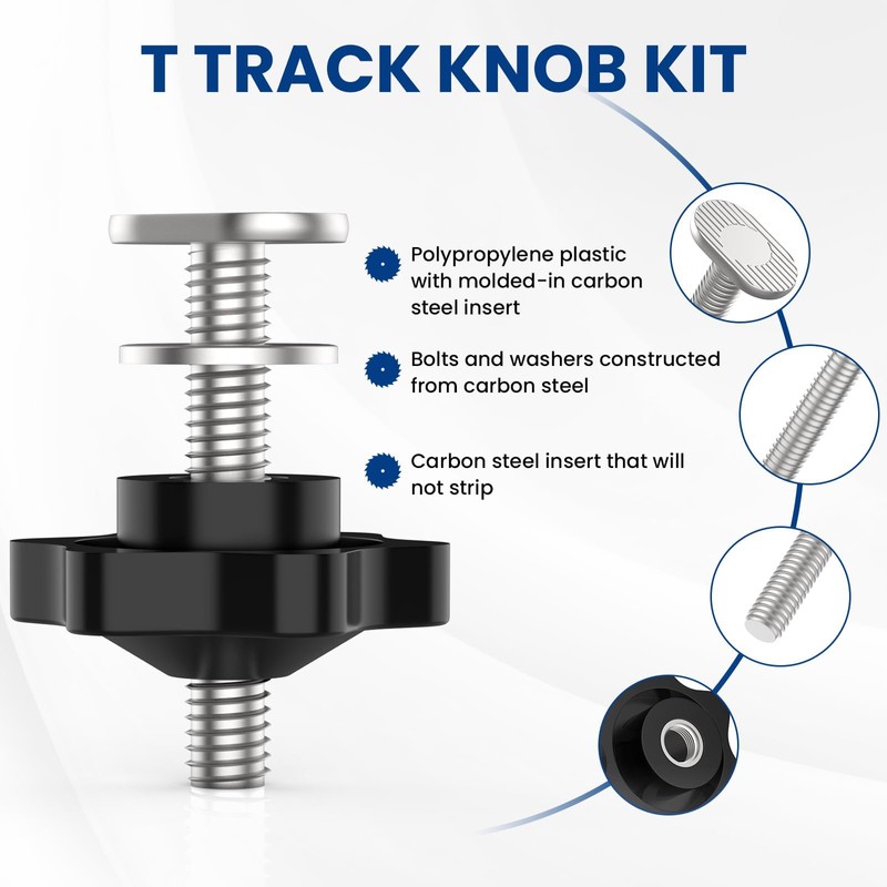 ZIUZI 10 Sets of 1/4"-20 T Track Knob Kit, Star