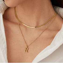 POWER WING Gold Chunky R Necklace - Women's Fashion Trendy Necklace