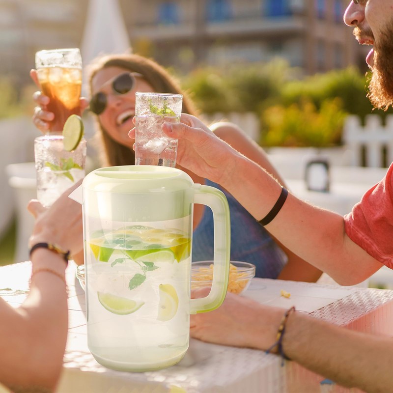 BPFY Clear Plastic Pitcher with Lid, 2 Pack Clear Water