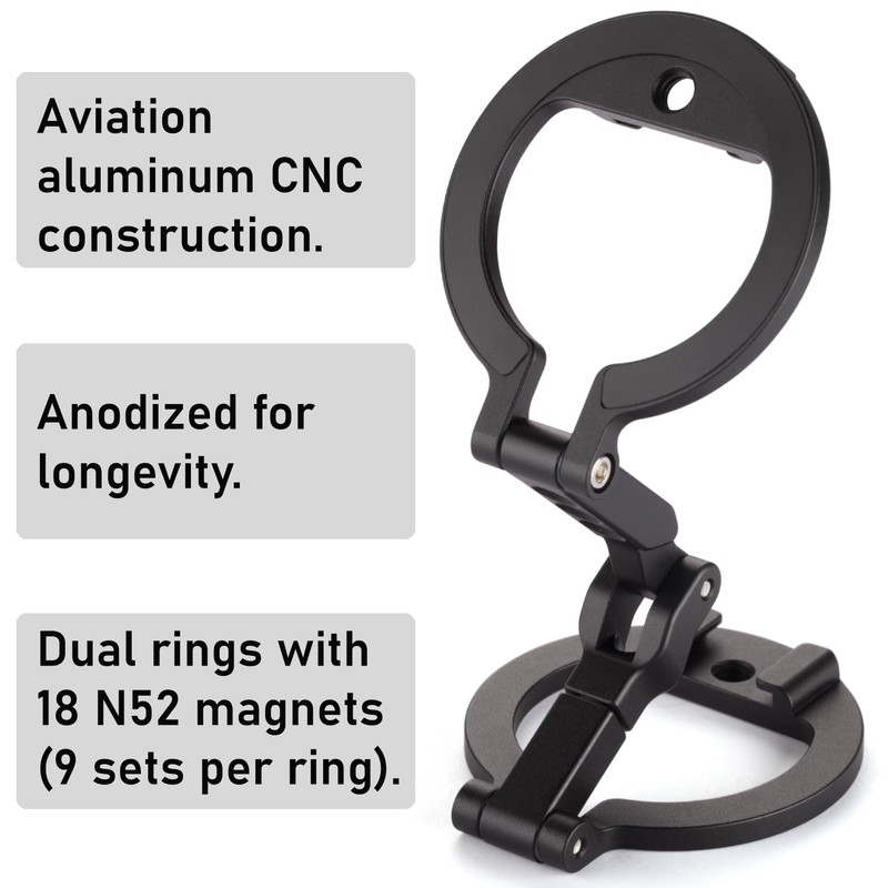 Dual Magnetic Ring Phone Mount - Foldable 360° Rotation CNC