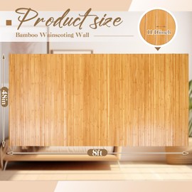 Juexica 1 Pcs Natural Bamboo Wall Panel for Interior Wall 48'' x 96'' Bamboo Covering Renewable Pole Wainscoting Room Divider Decor for Bedroom Living Room Kitchen Island Office (Carbonized)
