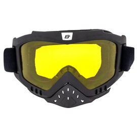 Birdz Eyewear Toucan - anteojos acolchadas para motocicleta, ATV, UTV, motocross, con protector nasal desmontable, marco negro