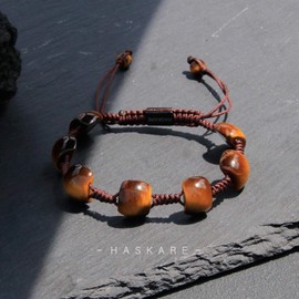 Healing Tiger Eye Stone Crystal Bracelet for Men - HASKARE Mens Stone Bracelets Real Tiger Eye Unique Beads Bracelet, Protection Crystals Handcrafted Men Bracelet Braided Beaded Bracelets for Him