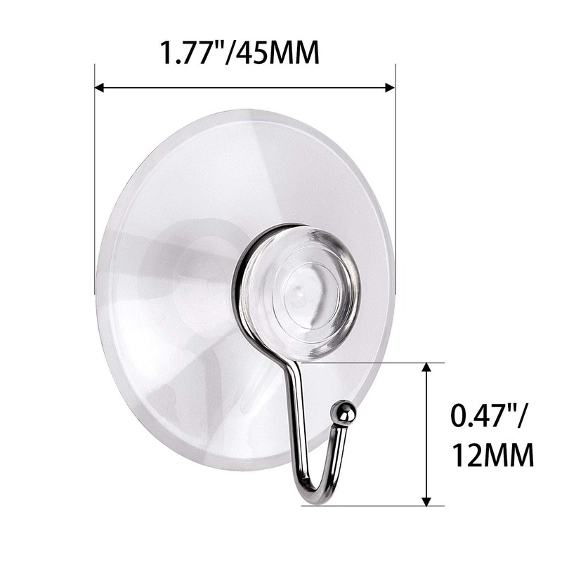 Awpeye 60 Pack Universal Clear PVC Suction Cups with Hooks