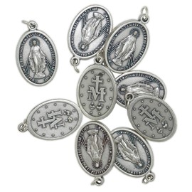 lazzaro italy Silver Plated Medal Miraculous Madonna PRAY FOR US - Inch 0,86-10 pieces