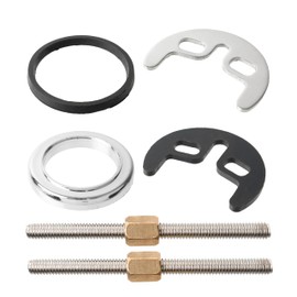 Washbasin tap screw system, 1 set, with M6 screws 80 mm, for monobloc washbasin and kitchen sink mixer tap, incl. chrome circle plate, horseshoe fixing plate, rubber washer and gasket