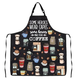 MYSOMY Barista Gift Barista Apron Coffee Themed Aprons Coffee Server Apron Some Heroes Wear Capes Some Heroes Make Your Coffee (make your coffee Aprons)