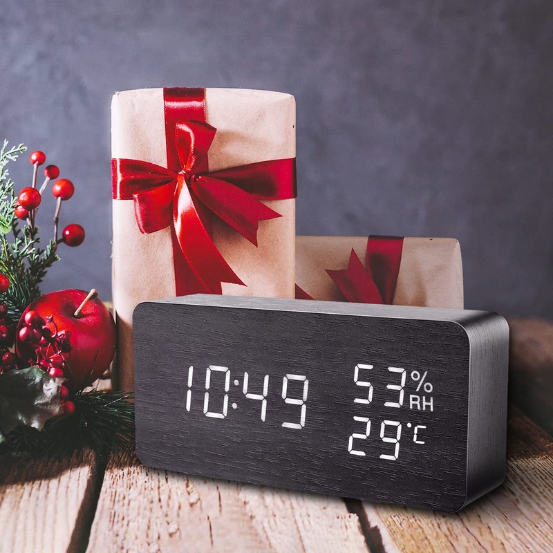 Latest Digital Alarm Clock, Ankilo Wooden Digital Multifunction Cube LED
