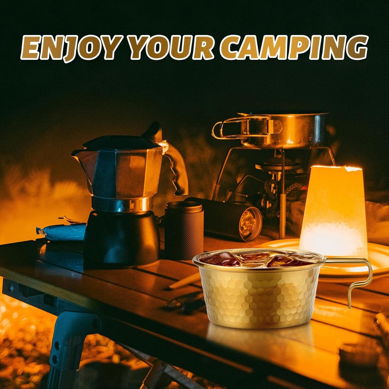 SHIKORI Camping Sierra Cup,304 Stainless Steel Stackable Portable 450ML 2