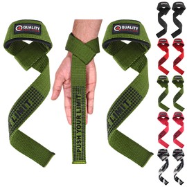 ‎Quality Tech Field Wrist Straps for Weightlifting, Bodybuilding, Strength Training & Deadlifts - Anti-Slip Lifting Straps with Cushioned Wrist (Army Green)