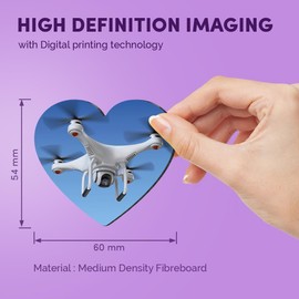 1x Heart MDF Magnet 6cm - Drone Quadrocopter Flying Camera - Fridge Locker Office Whiteboard Toolbox #50785