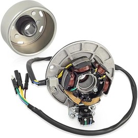 HANQIMOTO YX 140 Stator,6 Coil 5 Wire Stator,Ignition Magneto Stator with Flywheel Rotor Kit for YX 140cc 150cc 160cc Pit Dirt Bike, Copper Powersports Stators