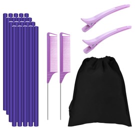 Lafo 40-teiliges flexibles Curler-Set, 2 Größen, Heatless Foam Curler, Twisting Foam Curler Set für Curling Haar, violett