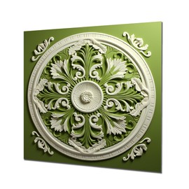 DesignQ Mandala Revival in Renaissance Boho Style I Nursery Teddy Bear Metal Wall Art, Green Metal Wall Decor, Nursery Metal Art Decor For Bedroom - 36x36 Inch