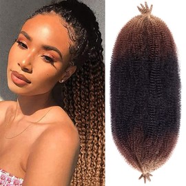 20 Inch 3 Tones Pre-Separated Springy Afro Twist Hair 8 Packs Spring Twist Hair For Distressed Soft Locs Marley Twist Ombre Brown Braiding Hair Synthetic Hair For Black Women (8 Strands/Pack,1B3027#)