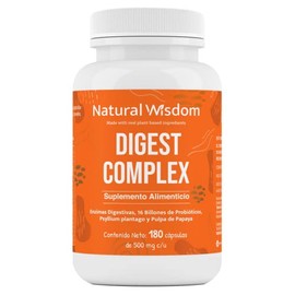 Digest Complex Con Enzimas Digestivas Probioticos 16 Billones y Fibra para Sistema Digestivo Fuerte Desinflamar  180 caps  Probioticos Mujer Hombre...