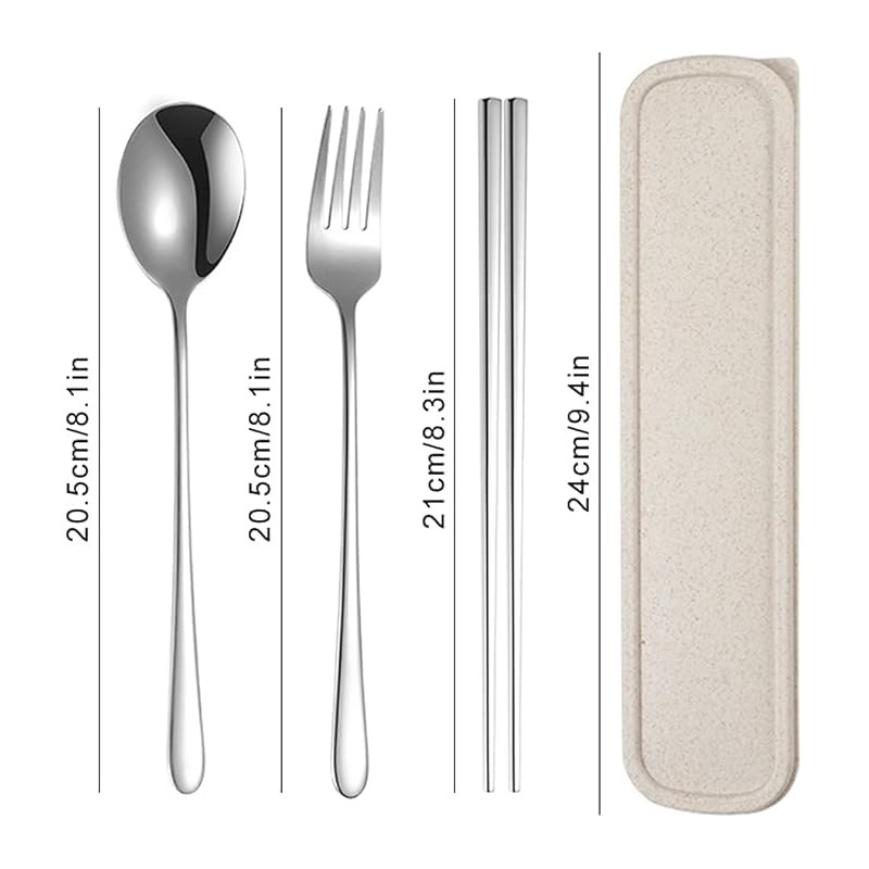3 Set Portable Cutlery Set with Case Include Fork Spoon
