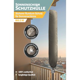 Menz Parasol Protective Cover in Taupe - Polyester Protective Cover for Parasol 2 m Diameter / 2 m x 1.25 m, Durable Parasol Cover, Umbrella Cover UV-Resistant, Umbrella Cover Weatherproof