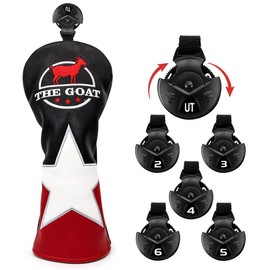 Golf Headcover Driver Cover, Popular The GOAT Fairway Wood Cover, Utility Cover/Hybrid Cover, Stylish Design, Luxury Embroidery, Single Item, Set of 3 (1 UT Cover)