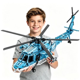Military Helicopter Building Blocks Set, 1521PCS Army Airplane Bricks Model–Air Force Utility Helicopter Toy with Rotating Blades, Detailed Cockpit, Tactical Gear–Collectible Gift for Boys Teen Adults